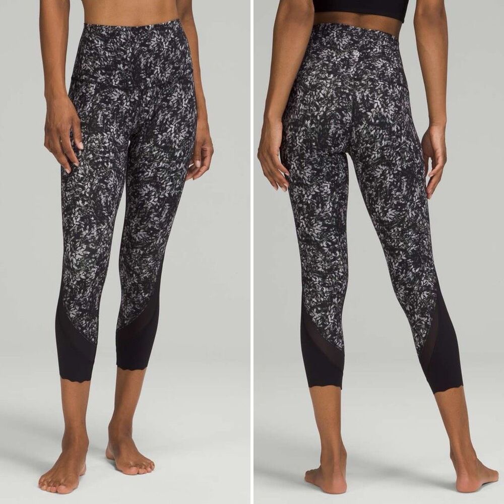 Lululemon Wunder Under Scalloped Hem High-Rise Crop 23" in Blossom Overlay Starl